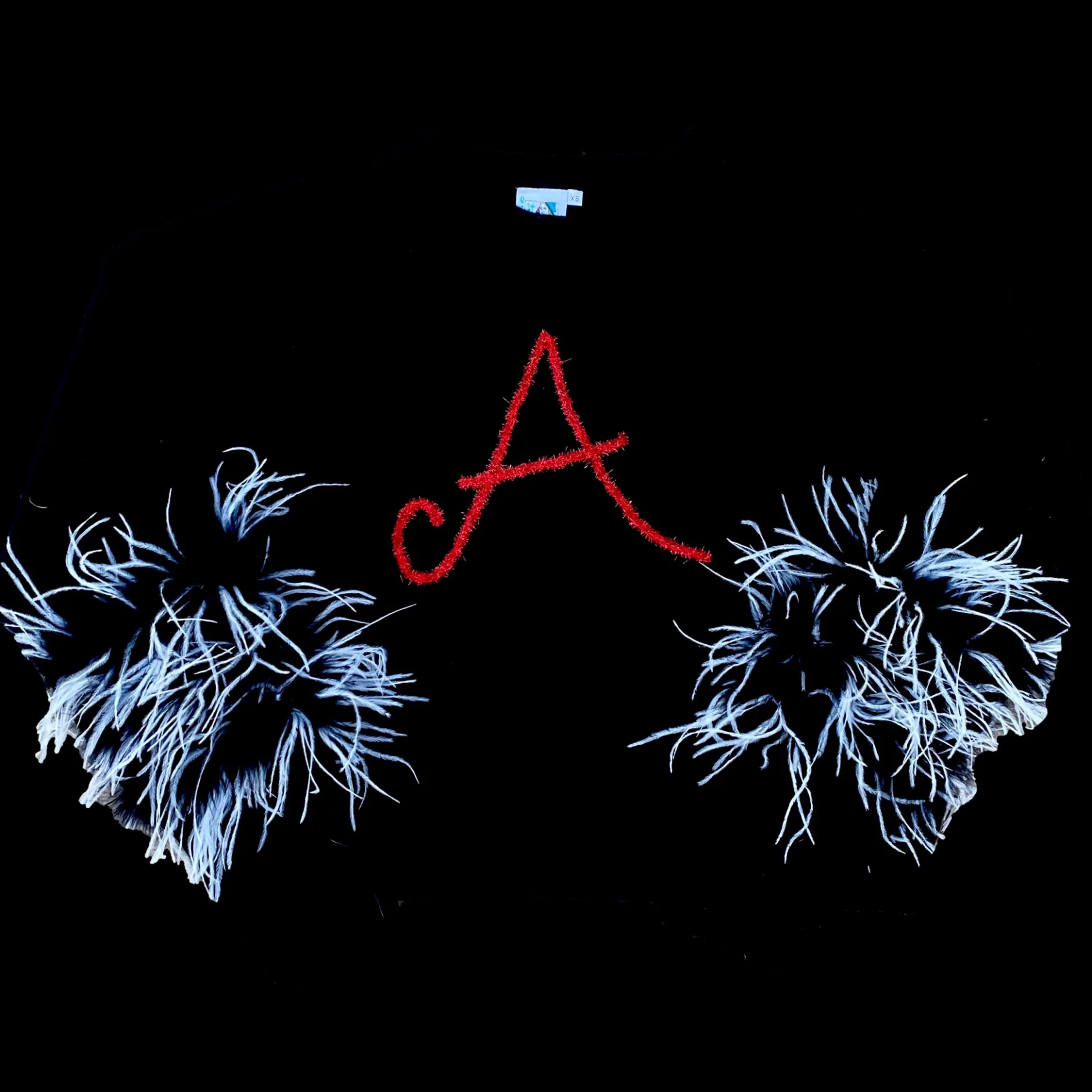 Sale Queen Of Sparkles A Feather Sleeve Sweater Black/Red
