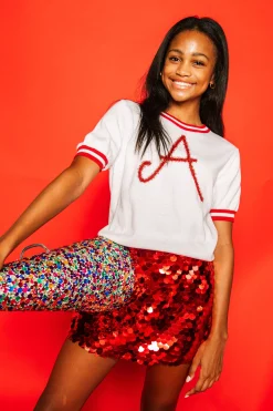 Clearance Queen Of Sparkles A Sweater White/Red
