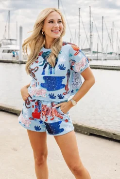 Online Queen Of Sparkles Animal Top Light Blue