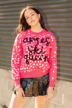 Hot Queen Of Sparkles Apres Ski Queen Paillette Sweater