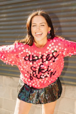 Hot Queen Of Sparkles Apres Ski Queen Paillette Sweater