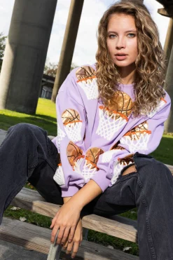Discount Queen Of Sparkles Basketball Hoop Sweatshirt Lavender