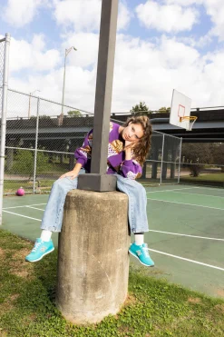 Shop Queen Of Sparkles Basketball Hoop Sweatshirt Purple