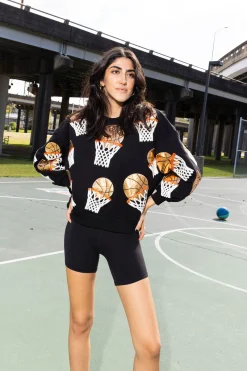 Shop Queen Of Sparkles Basketball Hoop Sweatshirt Black