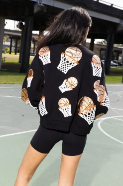 Shop Queen Of Sparkles Basketball Hoop Sweatshirt Black
