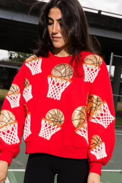Store Queen Of Sparkles Basketball Hoop Sweatshirt Red