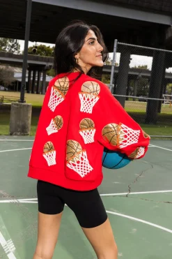 Store Queen Of Sparkles Basketball Hoop Sweatshirt Red