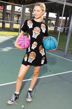 Flash Sale Queen Of Sparkles Basketball Hoop Tee Dress Black