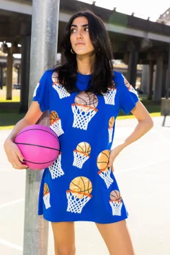Online Queen Of Sparkles Basketball Hoop Tee Dress Royal Blue