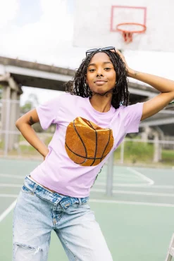 Discount Queen Of Sparkles Basketball Tee Lavender