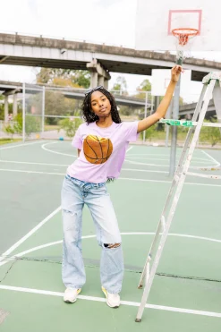 Discount Queen Of Sparkles Basketball Tee Lavender