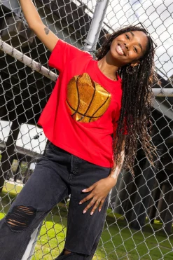 Sale Queen Of Sparkles Basketball Tee Red