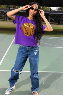 Fashion Queen Of Sparkles Basketball Tee Purple