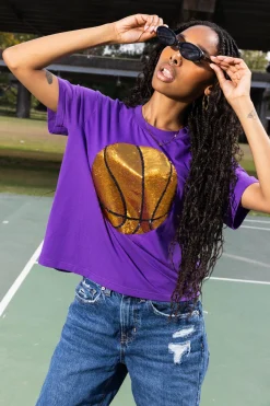 Fashion Queen Of Sparkles Basketball Tee Purple