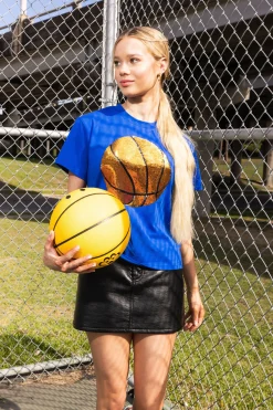 Discount Queen Of Sparkles Basketball Tee Royal