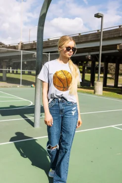 Shop Queen Of Sparkles Basketball Tee Grey