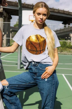 Shop Queen Of Sparkles Basketball Tee Grey