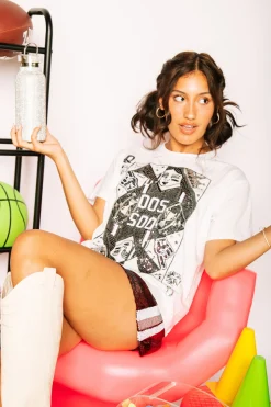 Online Queen Of Sparkles Black & Garnet Card Tee