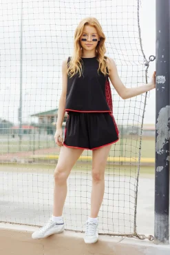 Best Sale Queen Of Sparkles Black & Red Side Active Tank