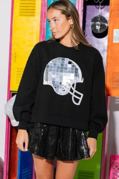 Cheap Queen Of Sparkles Black & Silver Mirror Helmet Sweatshirt