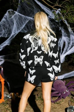 Flash Sale Queen Of Sparkles Black & White Butterfly Skeleton Short