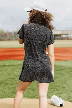 Cheap Queen Of Sparkles Black Active Rhinestone Tee Dress Sp231344
