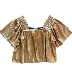 Discount Queen Of Sparkles Black Gold Flutter Top Black/Gold