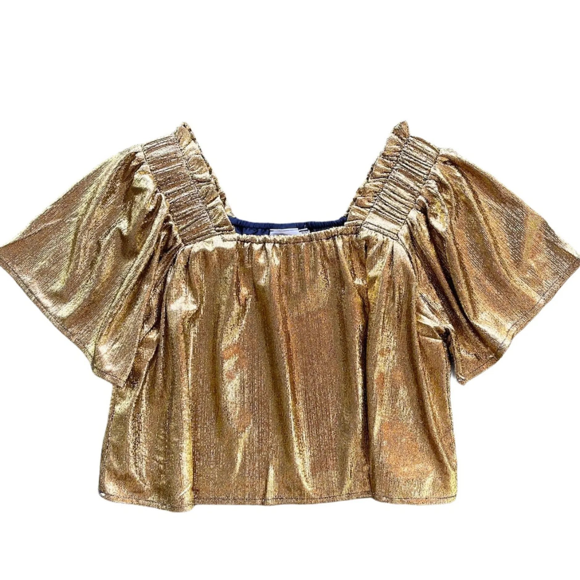 Discount Queen Of Sparkles Black Gold Flutter Top Black/Gold