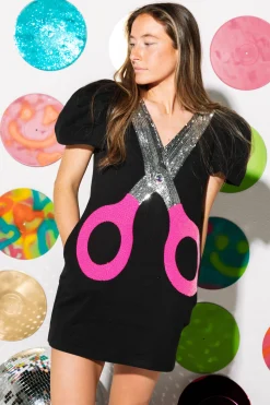 Flash Sale Queen Of Sparkles Black Mega Scissor Poof Sleeve Dress