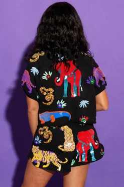 Clearance Queen Of Sparkles Black Multi Animal Short