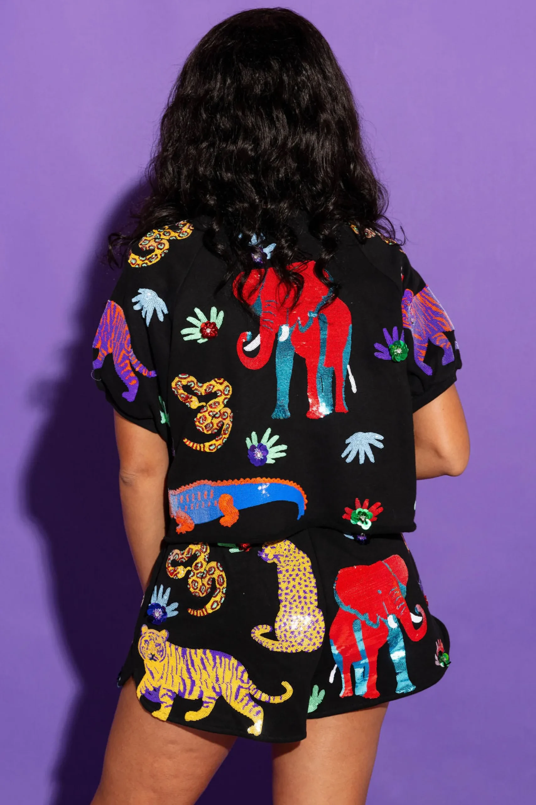 Clearance Queen Of Sparkles Black Multi Animal Short