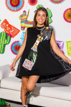 Flash Sale Queen Of Sparkles Black Popping Champagne Tank Dress