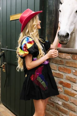 Best Queen Of Sparkles Black Qos Boots Cotton Dress