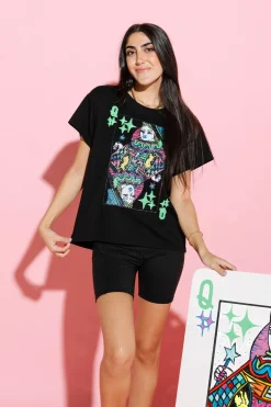 Best Sale Queen Of Sparkles Black Qos Card Logo Tee