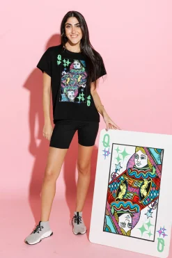 Best Sale Queen Of Sparkles Black Qos Card Logo Tee