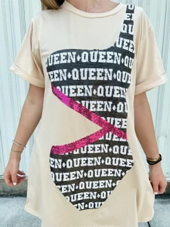 Best Sale Queen Of Sparkles Black Queen Cutout Qos Swimsuit Coverup Tan