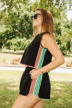 Store Queen Of Sparkles Black Rainbow Side Active Short