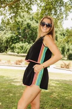 Best Sale Queen Of Sparkles Black Rainbow Side Active Tank