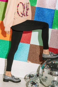 Clearance Queen Of Sparkles Black Rhinestone Leggings