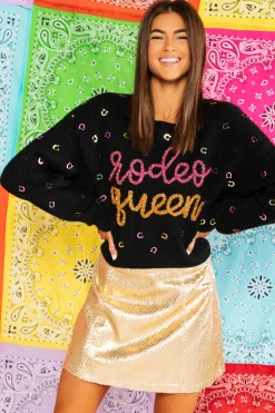 Outlet Queen Of Sparkles Black Rodeo Queen Sweater
