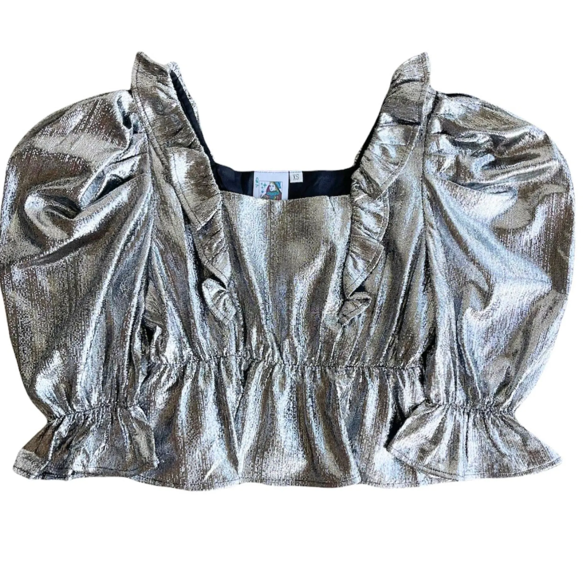 Outlet Queen Of Sparkles Black Silver Ruffle Top
