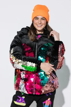 Cheap Queen Of Sparkles Black Velvet Sequin Pailette Puffer