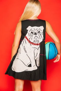 Hot Queen Of Sparkles Black With White Dog Back Dress