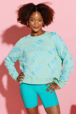 Cheap Queen Of Sparkles Blue Queen All Over Sweatshirt Green