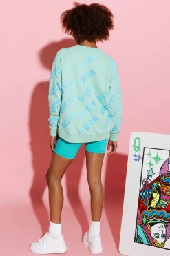 Cheap Queen Of Sparkles Blue Queen All Over Sweatshirt Green
