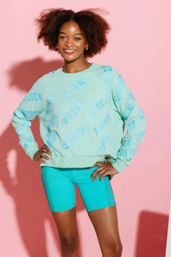 Cheap Queen Of Sparkles Blue Queen All Over Sweatshirt Green