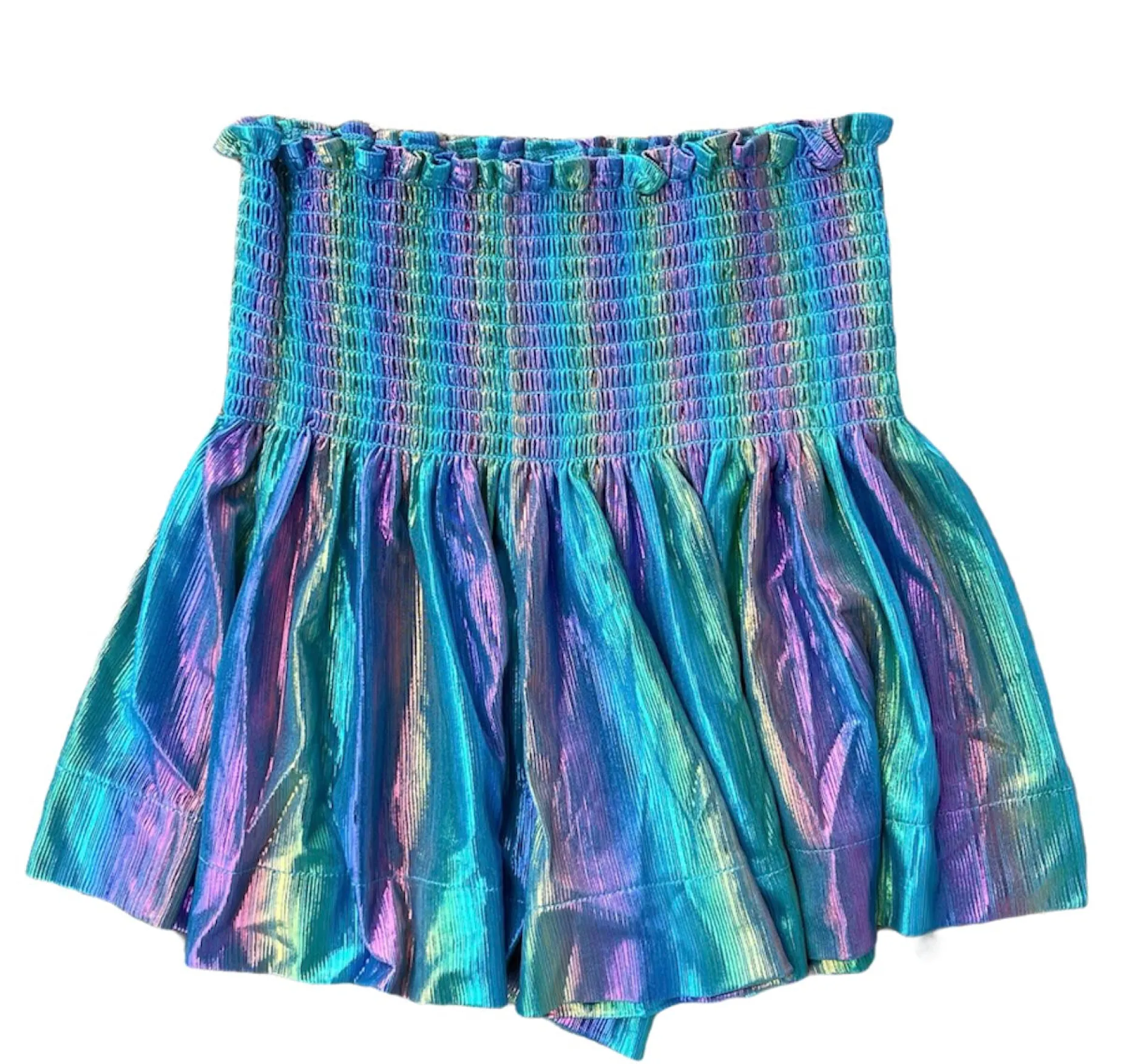 Best Queen Of Sparkles Blue Rainbow Pebble Swing Shorts Blue/Rainbow