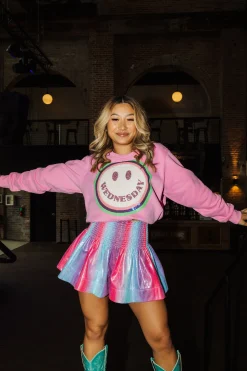 Online Queen Of Sparkles Blue/Purple Pastel Leather Smocked Shorts