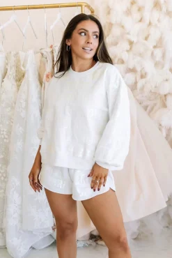 Discount Queen Of Sparkles Bride All Over Sweatshirt White