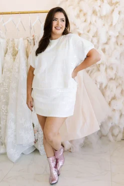 New Queen Of Sparkles Bride All Over Top White